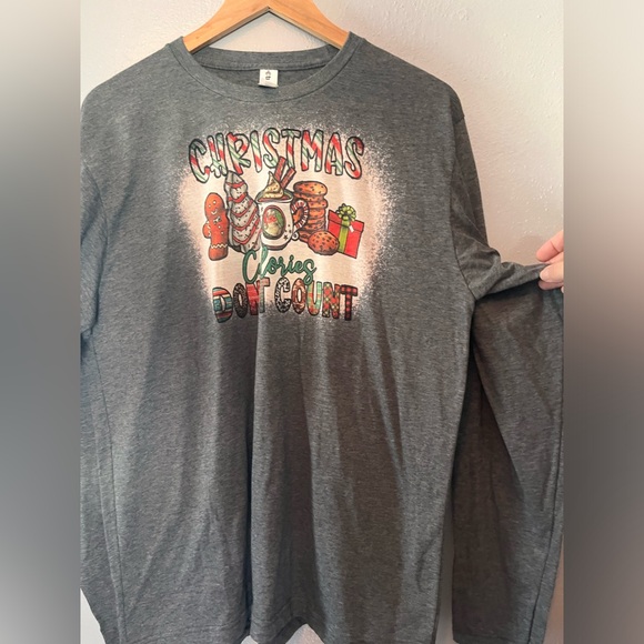 Christmas Calories Don’t Count Long sleeve tshirt size large - Picture 1 of 5